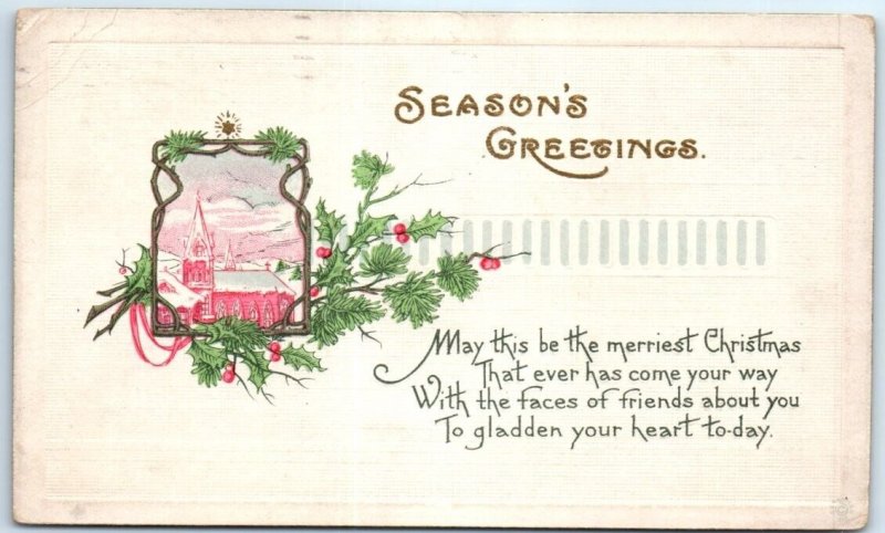 Postcard - Season's Greetings with Poem and Holiday Art Print - Greeting Card