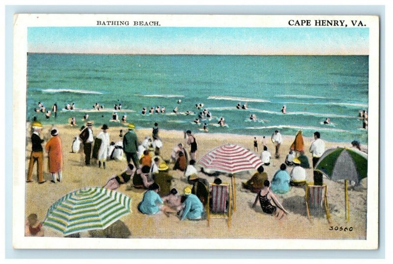 c1920's Enjoying The Breakers Virginia Beach Virginia VA Vintage Postcard