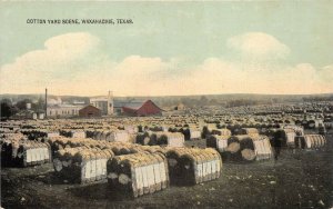 Waxahachie Texas c1910 Postcard Cotton Yard Scene Cotton Bales