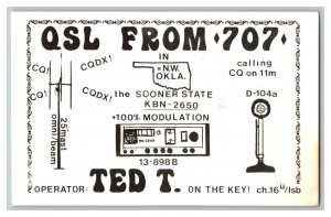 Postcard QSL CB Ham Radio Amateur Card From Seiling Oklahoma KBN-2650 
