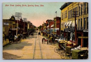 J97/ Bowling Green Ohio Postcard c1910 Main Street Stores Wagons  318