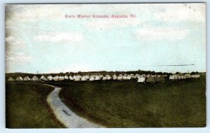 AUGUSTA, Maine ME ~ Tents STATE MUSTER GROUNDS National Guard? 1910s Postcard