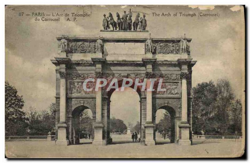 Old Postcard Paris L & # 39Arc De Triomphe Du Carrousel