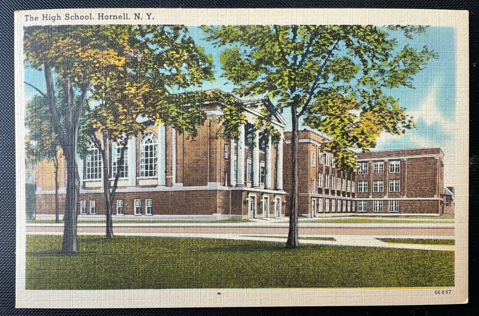 Vintage Postcard 19301945 The High School Hornell New York United