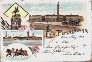 Russia Saint Petersburg Souvenir De St Petersbourg Litho Postcard C071