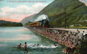 Vintage Postcard Scene In Highlands Of Hudson River New York Bryant Union Pub.