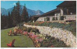 Terrace Gardens border the extensive lawns of Jasper Park Lodge in the Canadi...