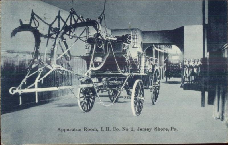 Jersey Shore PA Fire Station Engine Room c1910 Postcard