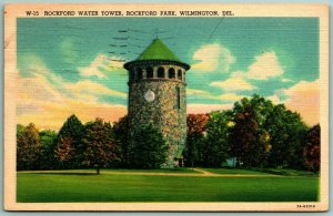 Old Water Tower Wilmington DE Delaware Linen Postcard I5