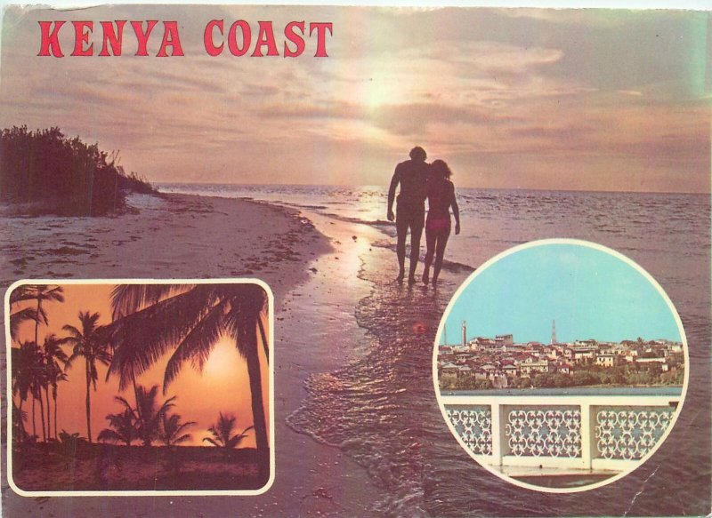 Kenya Coast different aspect Postcard sunset secluded beach view tourist couple