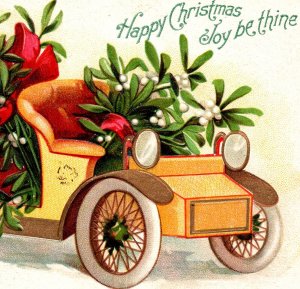 Unsigned Ellen Clapsaddle Gold Auto Full of Mistletoe Christmas Postcard