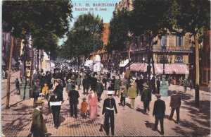 Spain Barcelona Rambla de San Jose Vintage Postcard C103