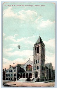 Dubuque Iowa IA Postcard St. Lukes ME Church And Parsonage c1910's Antique