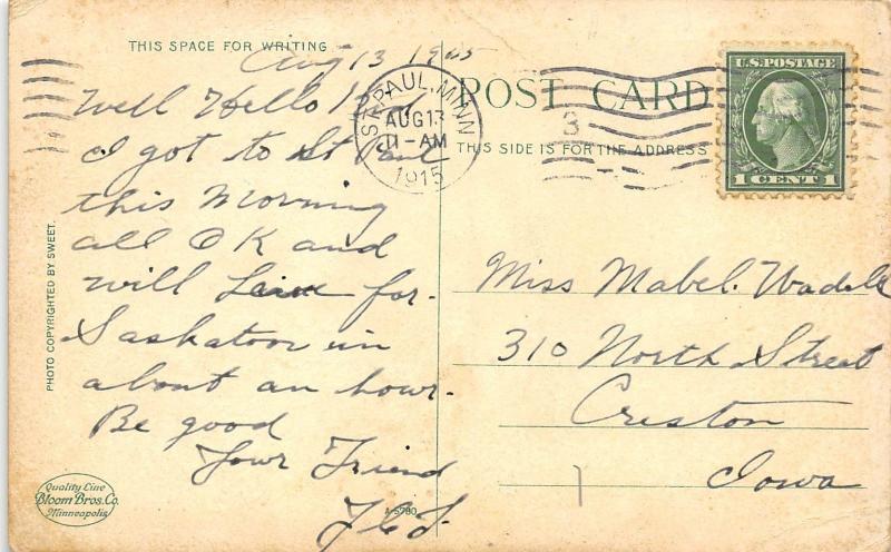 St. Paul Minnesota 1915 Postcard Como Train Station Como Park Streetcar Trolley