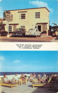 Ft. Lauderdale FL The Wind Whistle Apartments Duo View Old Cars Postcard