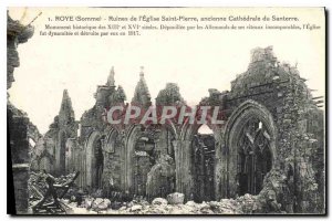 Old Postcard Army Roye the church Ruins of old cathedral of St. Peter Santerre