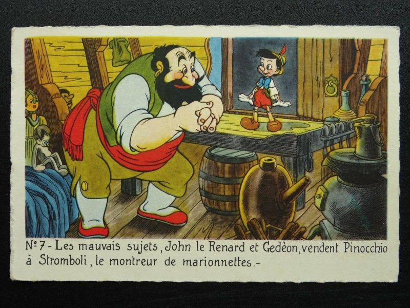 Walt Disney PINOCCHIO Les Mauvais sujets, John le Renard c1940 French Postcard