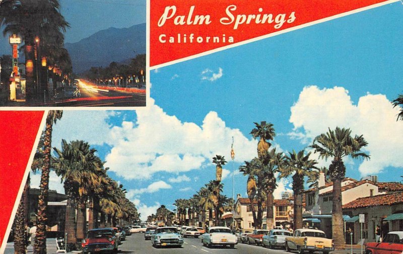 PALM SPRINGS, CA Palm Canyon Drive Street Scene California 1971 Vintage Postcard