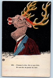 AP Larry Signed Artist Postcard BPOE Elk Masonic c1910's Unposted Antique