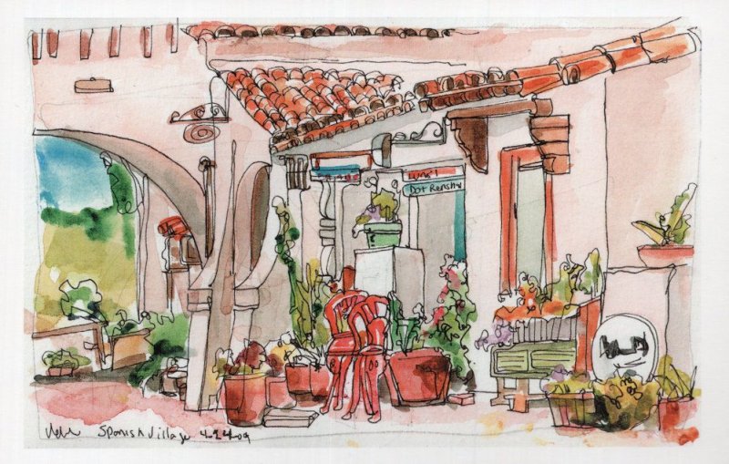 Balboa Park San Diego California Sketch Painting Postcard