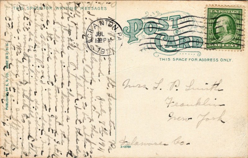 Vtg 1910s Quincy Avenue from Pine Street Scranton Pennsylvania PA Postcard