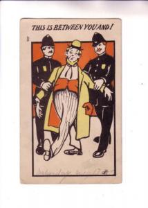 Drunk Man, Two Police Officers, Vintage Cartoon Humour