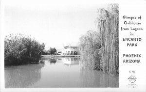 Postcard RPPC Arizona Phoenix Encanto Park Clubhouse Lagoon Frasher 23-5039