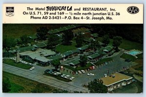 St. Joseph Missouri MO Postcard Motel Shangrila Restaurant c1960 Vintage Antique