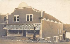 Mount Vernon ME Allen Bros. Confectionery Texaco Gas Station Pumps RPPC Postcard