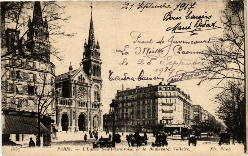 CPA Paris 11e Paris-L'Eglise Saint-Ambroise et le Boulevard Voltaire (313687)