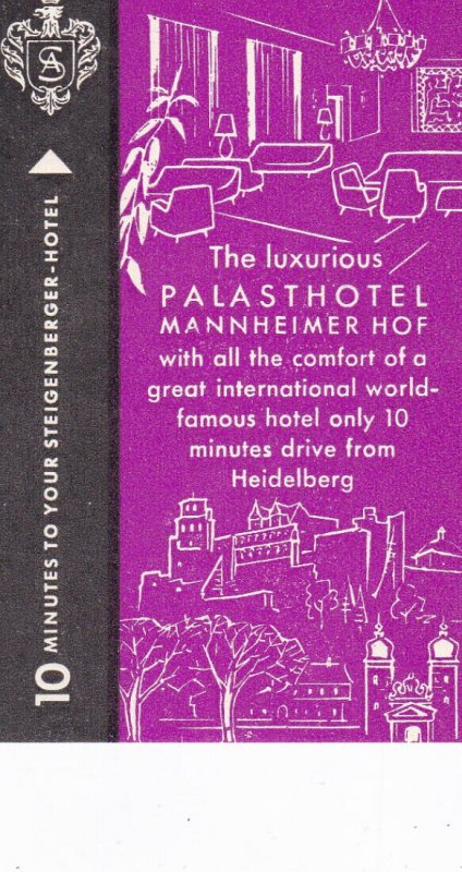 Germany Mannheim Palasthotel Mannheimer Hof Vintage Luggage Label sk2371