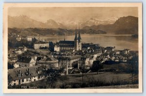 C. 1920 Luzern Town View Bird's Eye RPPC Postcard F144E