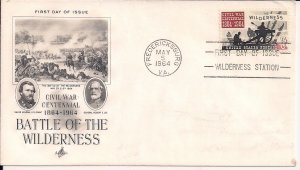 Generals Lee & Grant FDC Centennial Battle of Wilderness, 1964 Fredericksburg VA