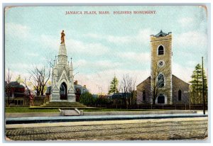 1914 Soldiers Monument Jamaica Plain Massachusetts MA Antique Postcard