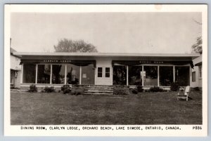 Dining Room, Clarlyn Lodge, Orchard Beach Lake Simcoe, Ontario, PECO RP Postcard