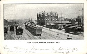 Lincoln Nebraska Burlington Station Depot c1900-20s Vintage Postcard