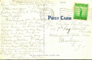 Lake Quonnipaug from the Woodcrest Inn North Guilford CT B&W Linen Postcard