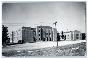 Atlantic Iowa IA RPPC Photo Postcard High School Building c1950's Vintage