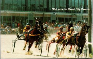 Welcome to Quad City Downs East Moline Illinois Postcard UNP Chrome horse racing