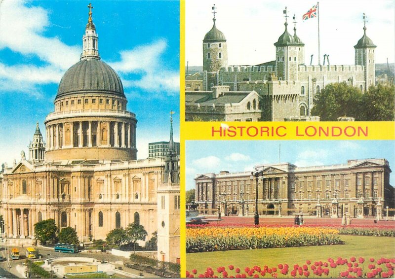 England London historic buildings bus Postcard