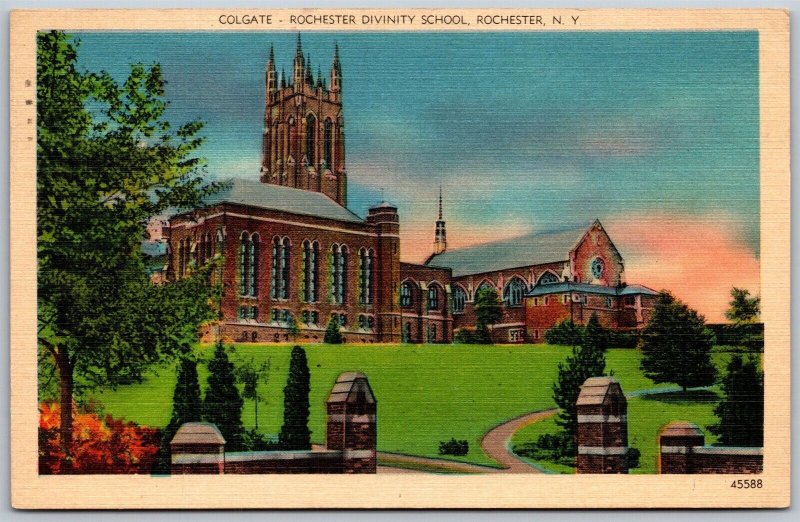 Vtg New York NY Colgate Rochester Divinity School 1940s View Linen Postcard