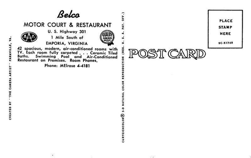 Belco Motor Court Restaurant 1950s Emporia Virginia Pool Roadside Teich 6064