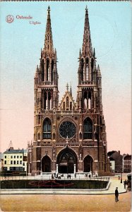 Ostende K.D. Feldposte exp der 2 Marine Div WOB Postcard Vintage Church Vtg PM 