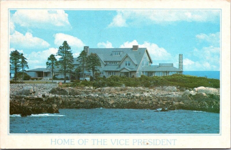Home Vice President Kennebunkport Maine Me George Bush Plastichrome Postcard 