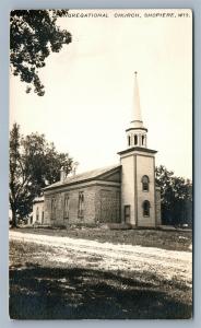 SHOPIERE WI CONGREGATIONAL CHURCH ANTIQUE REAL PHOTO POSTCARD RPPC