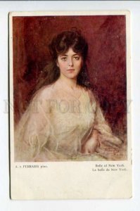 422905 Young Belle of NEW YORK by FERRARIS vintage Color PC