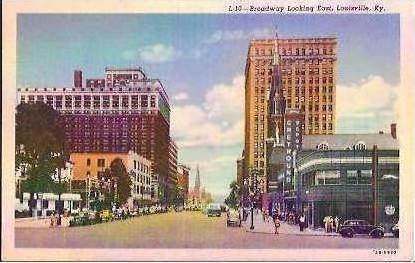 KY Louisville Broadway Looking East Bus Greyhound Bus Depot Curteich