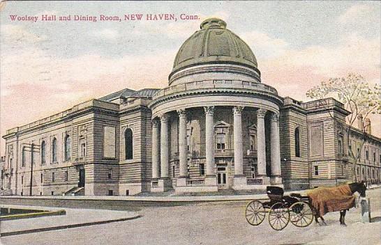 Connecticut New Haven Horse and Carriage At Woolsey Hall and Dining Room 1908