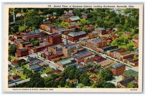 Aerial View Of Business District Looking West Norwalk Ohio OH Vintage Postcard 