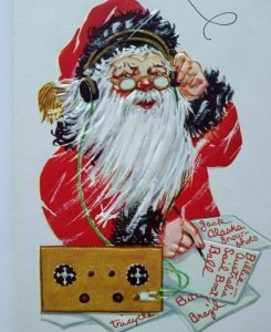 Vintage Christmas Postcard Santa Claus Ham Radio Broadcast Circuit Waves Ser 54